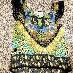 Forbidden blouse top shirt bohemian cap sleeves